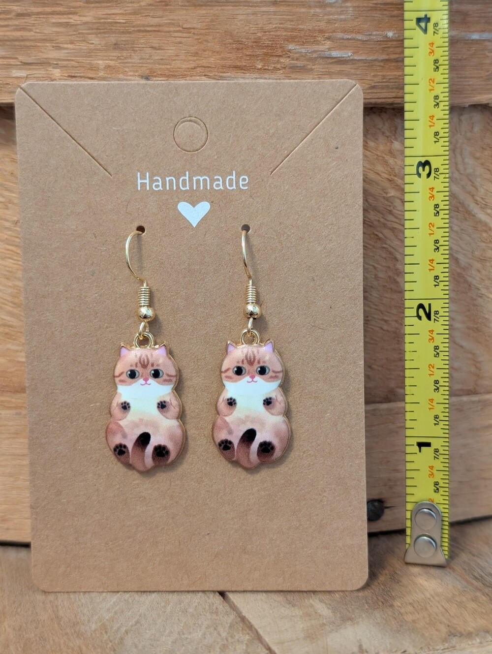 Cat Enamel Metal Earrings NEW